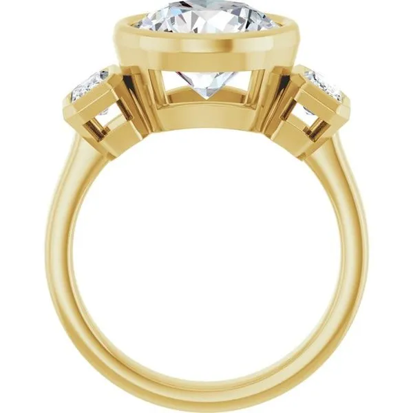 Bezel-Set Three-Stone Engagement Ring Image 2 Vulcan's Forge LLC KANSAS CITY, MO