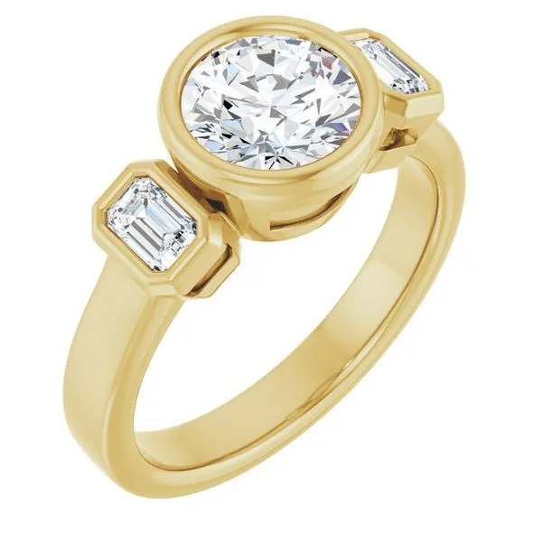 Bezel-Set Three-Stone Engagement Ring The Jewelry Source El Segundo, CA