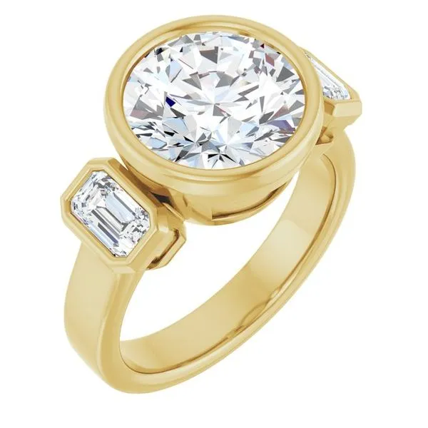 Bezel-Set Three-Stone Engagement Ring Vulcan's Forge LLC KANSAS CITY, MO