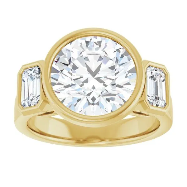 Bezel-Set Three-Stone Engagement Ring Image 3 Don's Jewelry & Design Washington, IA