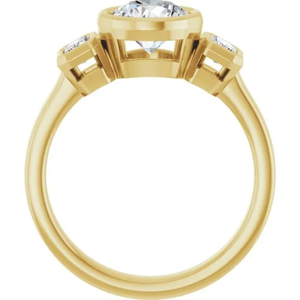 Bezel-Set Three-Stone Engagement Ring Image 2 Don's Jewelry & Design Washington, IA