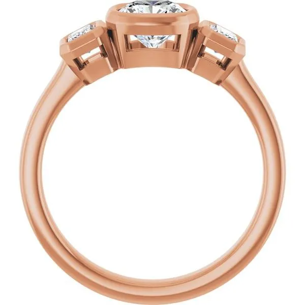 Bezel-Set Three-Stone Engagement Ring Image 2 Raleigh Diamond Fine Jewelry Raleigh, NC