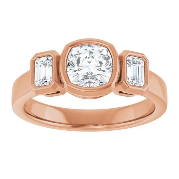 Bezel-Set Three-Stone Engagement Ring Image 3 J. Thomas Jewelers Rochester Hills, MI