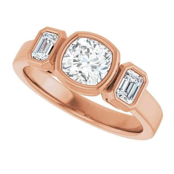 Bezel-Set Three-Stone Engagement Ring Image 5 Hudson Valley Goldsmith New Paltz, NY