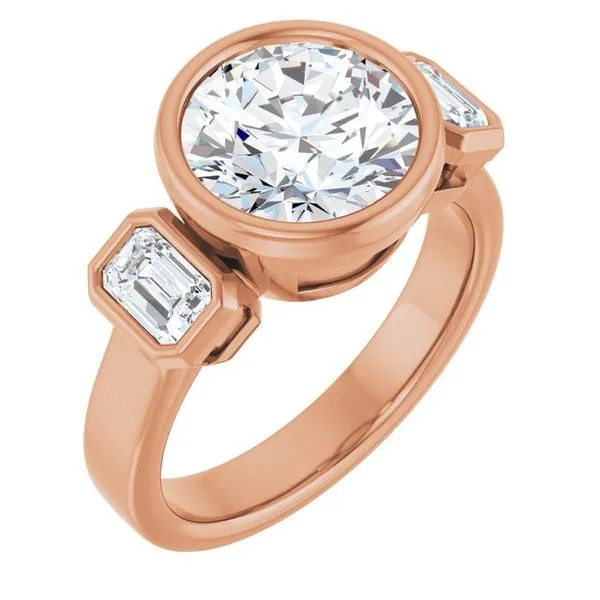 Bezel-Set Three-Stone Engagement Ring Don's Jewelry & Design Washington, IA