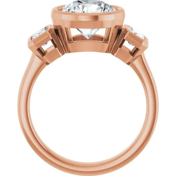 Bezel-Set Three-Stone Engagement Ring Image 2 Raleigh Diamond Fine Jewelry Raleigh, NC