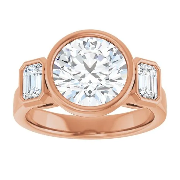 Bezel-Set Three-Stone Engagement Ring Image 3 Northwood Jewelers Northwood, OH