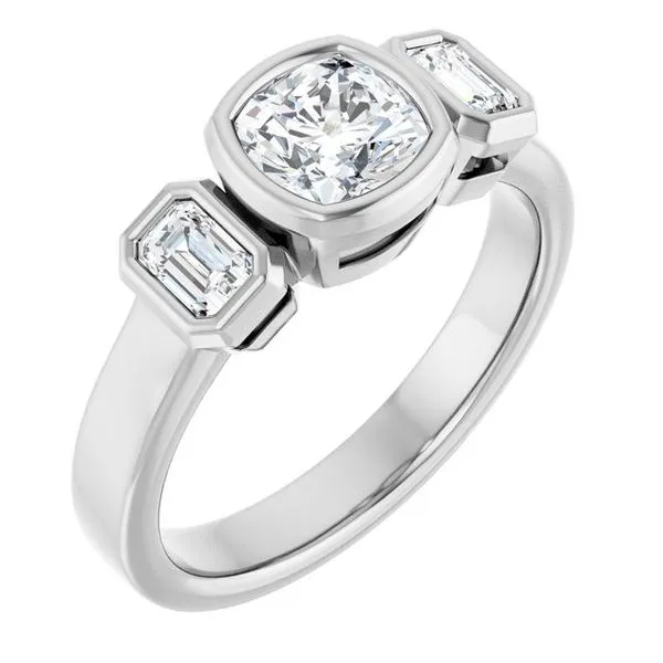 Bezel-Set Three-Stone Engagement Ring Clater Jewelers Louisville, KY