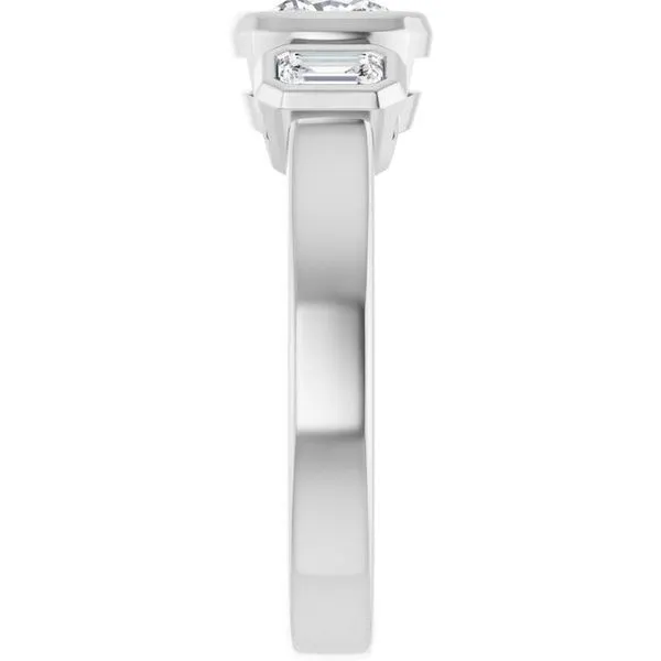 Bezel-Set Three-Stone Engagement Ring Image 4 Vulcan's Forge LLC KANSAS CITY, MO