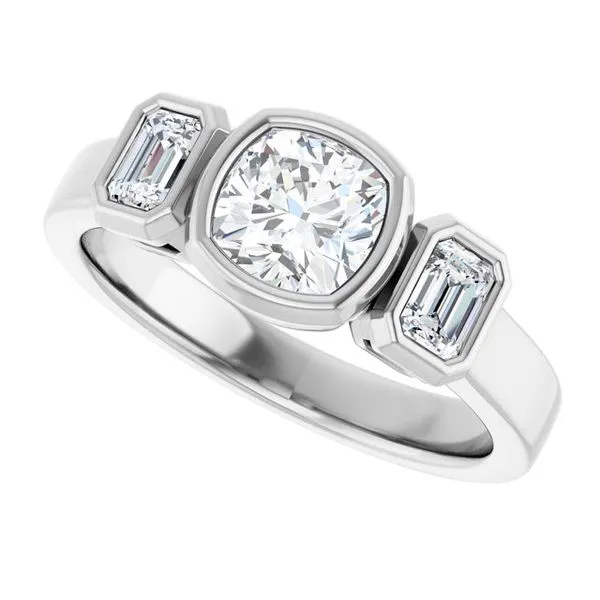 Bezel-Set Three-Stone Engagement Ring Image 5 Northwood Jewelers Northwood, OH