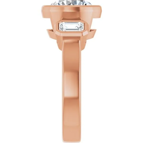 Bezel-Set Three-Stone Engagement Ring Image 4 Shipley's Fine Jewelry Hampstead, MD