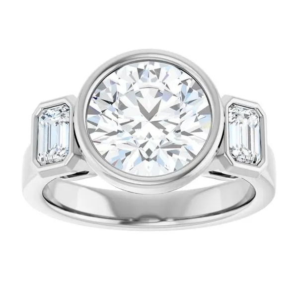 Bezel-Set Three-Stone Engagement Ring Image 3 Clater Jewelers Louisville, KY