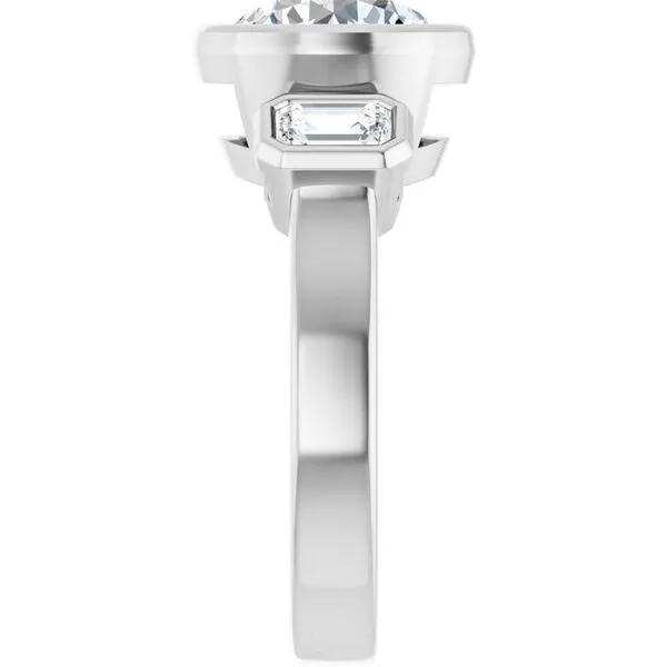 Bezel-Set Three-Stone Engagement Ring Image 4 Don's Jewelry & Design Washington, IA