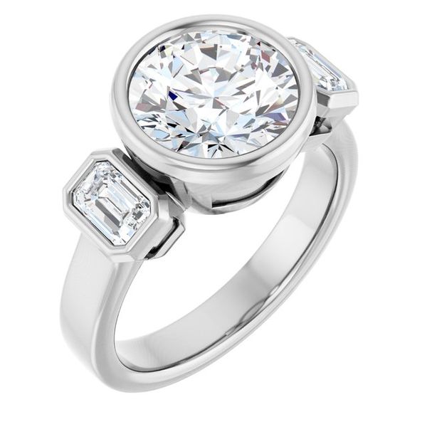 Bezel-Set Three-Stone Engagement Ring