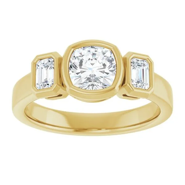 Bezel-Set Three-Stone Engagement Ring Image 3 Natale Jewelers Sewell, NJ