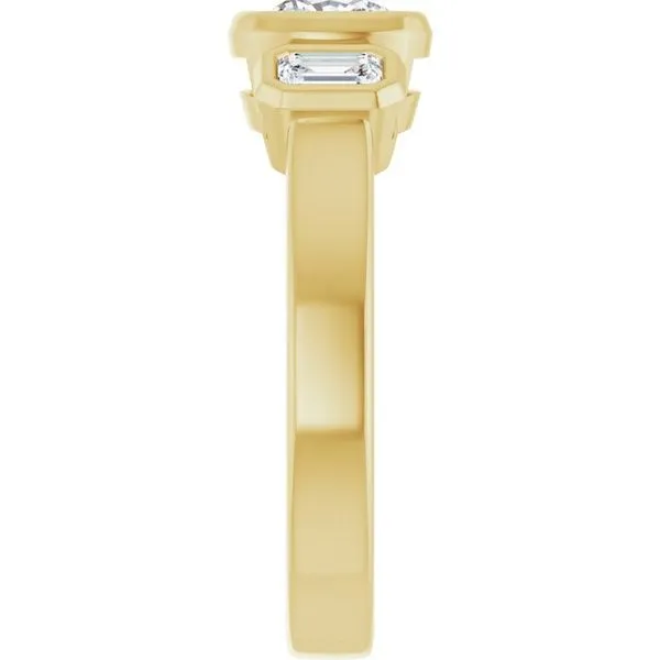 Bezel-Set Three-Stone Engagement Ring Image 4 J. Thomas Jewelers Rochester Hills, MI