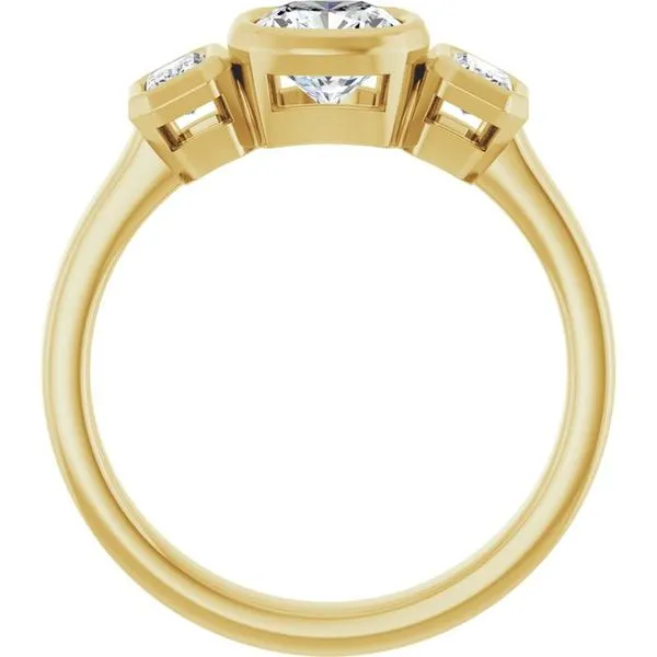 Bezel-Set Three-Stone Engagement Ring Image 2 Hudson Valley Goldsmith New Paltz, NY