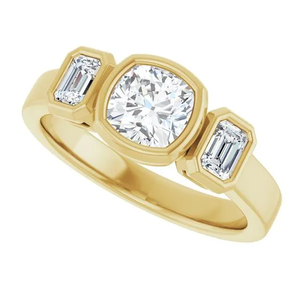Bezel-Set Three-Stone Engagement Ring Image 5 Futer Bros Jewelers York, PA