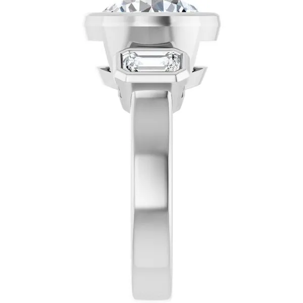 Bezel-Set Three-Stone Engagement Ring Image 4 Hudson Valley Goldsmith New Paltz, NY