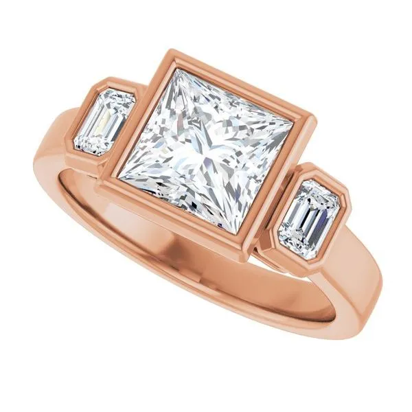 Bezel-Set Three-Stone Engagement Ring Image 5 Vulcan's Forge LLC KANSAS CITY, MO