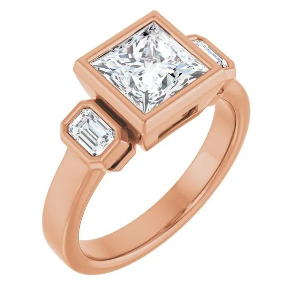 Bezel-Set Three-Stone Engagement Ring Michael Szwed Jewelers Longmeadow, MA