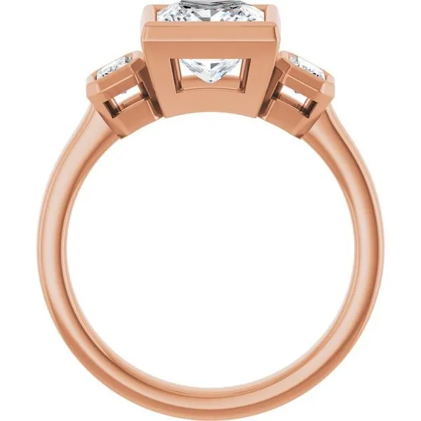 Bezel-Set Three-Stone Engagement Ring Image 2 Michael Szwed Jewelers Longmeadow, MA