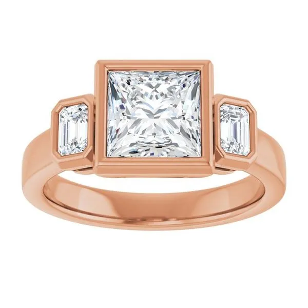 Bezel-Set Three-Stone Engagement Ring Image 3 Shipley's Fine Jewelry Hampstead, MD