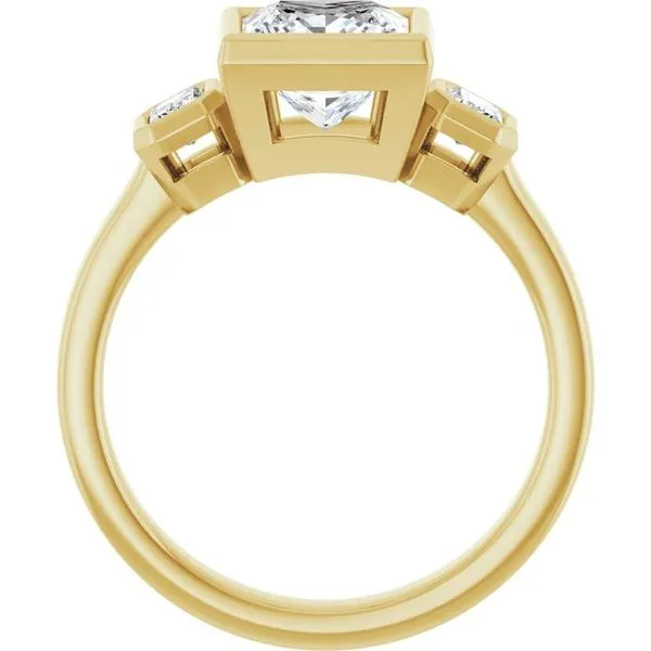 Bezel-Set Three-Stone Engagement Ring Image 2 Paul James Jewelers Angels Camp, CA