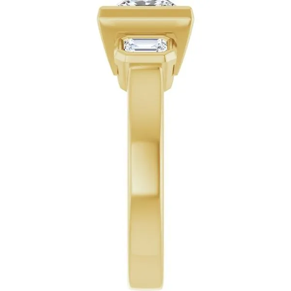 Bezel-Set Three-Stone Engagement Ring Image 4 J. West Jewelers Round Rock, TX