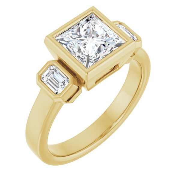 Bezel-Set Three-Stone Engagement Ring