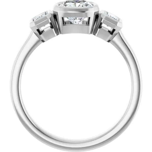 Bezel-Set Three-Stone Engagement Ring Image 2 Hudson Valley Goldsmith New Paltz, NY