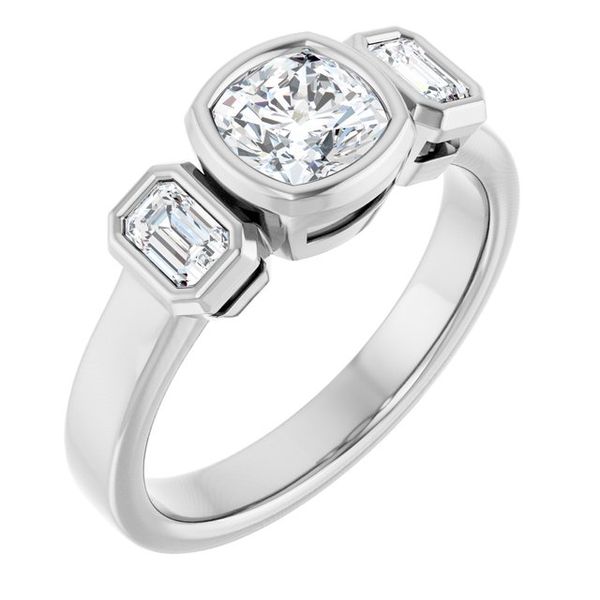 Bezel-Set Three-Stone Engagement Ring