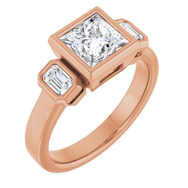 Bezel-Set Three-Stone Engagement Ring
