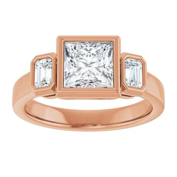 Bezel-Set Three-Stone Engagement Ring Image 3 Clater Jewelers Louisville, KY