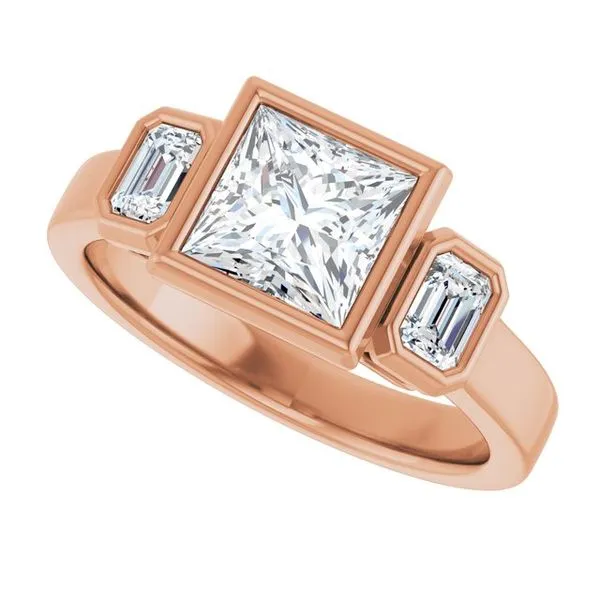 Bezel-Set Three-Stone Engagement Ring Image 5 Futer Bros Jewelers York, PA