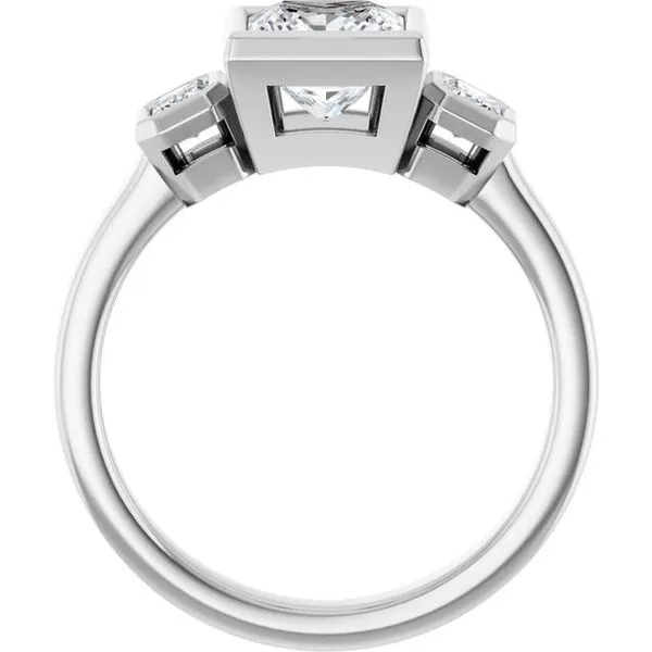 Bezel-Set Three-Stone Engagement Ring Image 2 Northwood Jewelers Northwood, OH