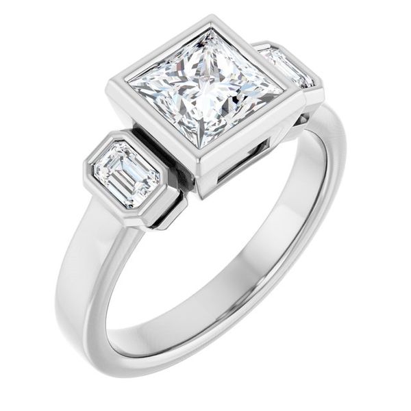 Bezel-Set Three-Stone Engagement Ring