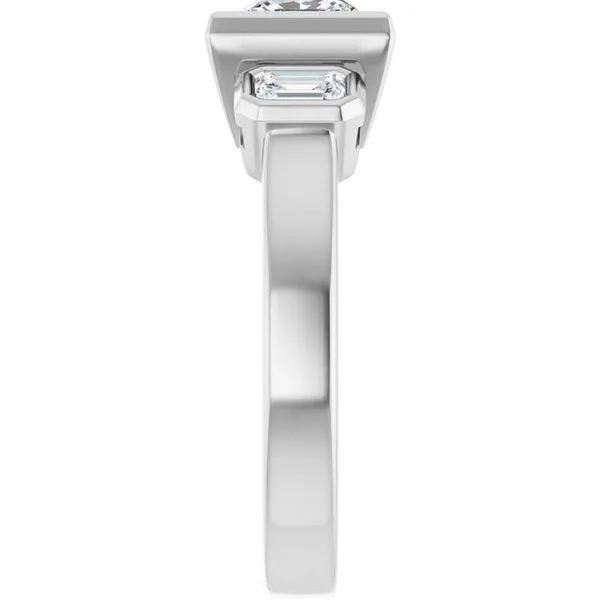 Bezel-Set Three-Stone Engagement Ring Image 4 Natale Jewelers Sewell, NJ