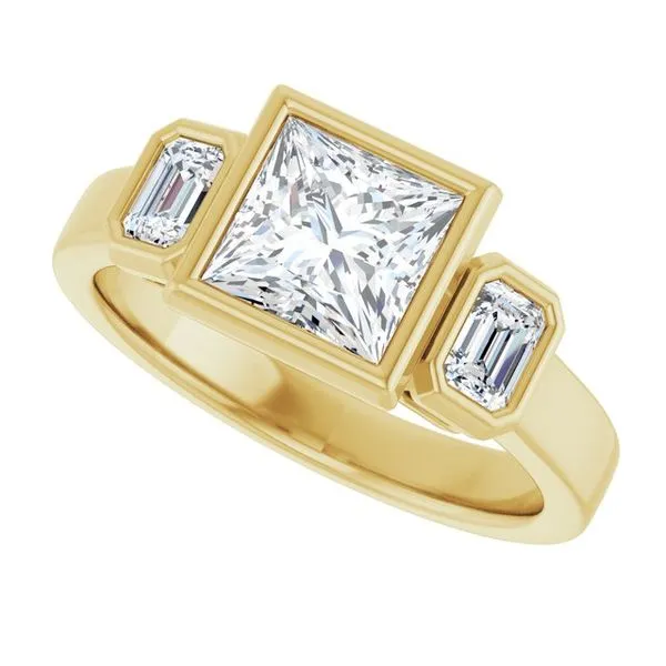 Bezel-Set Three-Stone Engagement Ring Image 5 Natale Jewelers Sewell, NJ