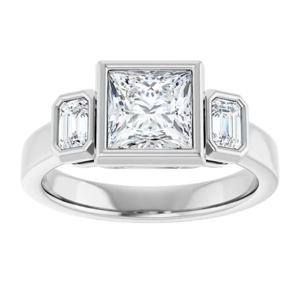 Bezel-Set Three-Stone Engagement Ring Image 3 Mark Jewellers La Crosse, WI