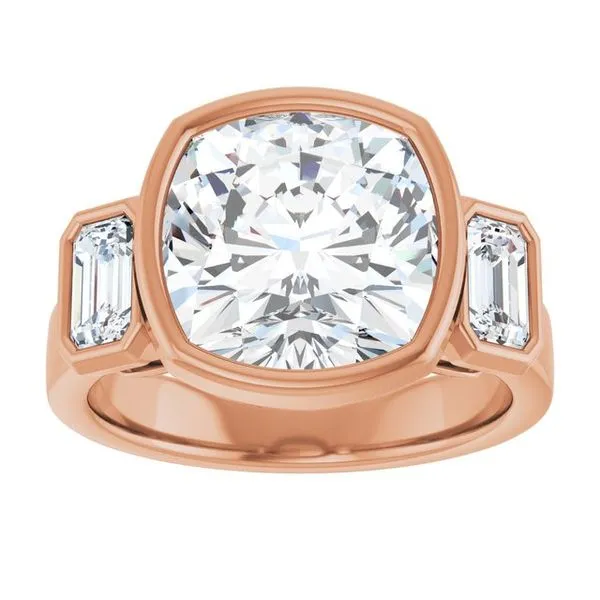 Bezel-Set Three-Stone Engagement Ring Image 3 Raleigh Diamond Fine Jewelry Raleigh, NC