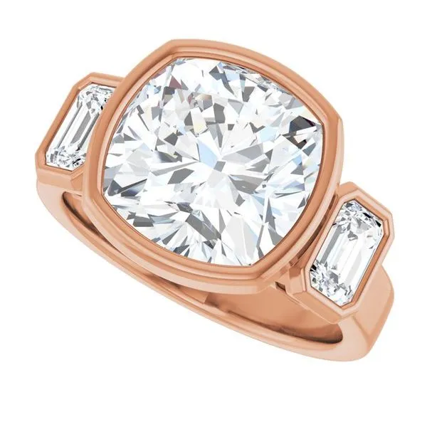 Bezel-Set Three-Stone Engagement Ring Image 5 JF Jones Jewelers Rochester, NY