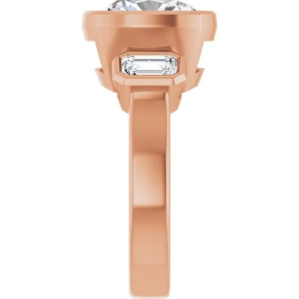 Bezel-Set Three-Stone Engagement Ring Image 4 JF Jones Jewelers Rochester, NY