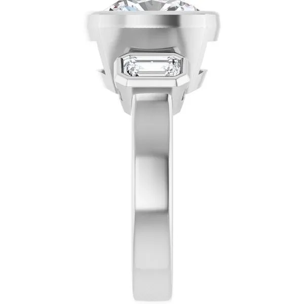 Bezel-Set Three-Stone Engagement Ring Image 4 JF Jones Jewelers Rochester, NY