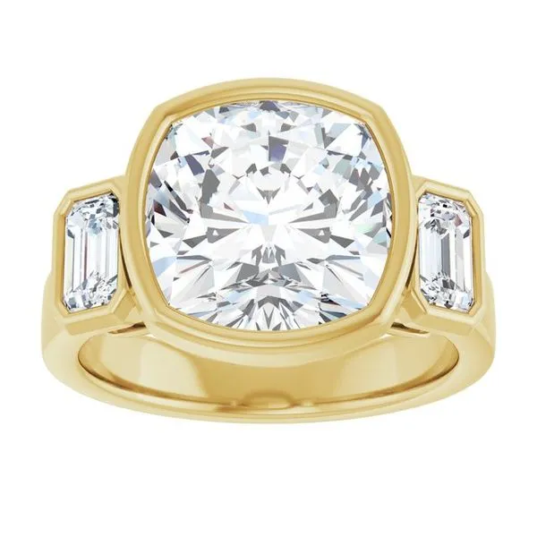 Bezel-Set Three-Stone Engagement Ring Image 3 J. Thomas Jewelers Rochester Hills, MI