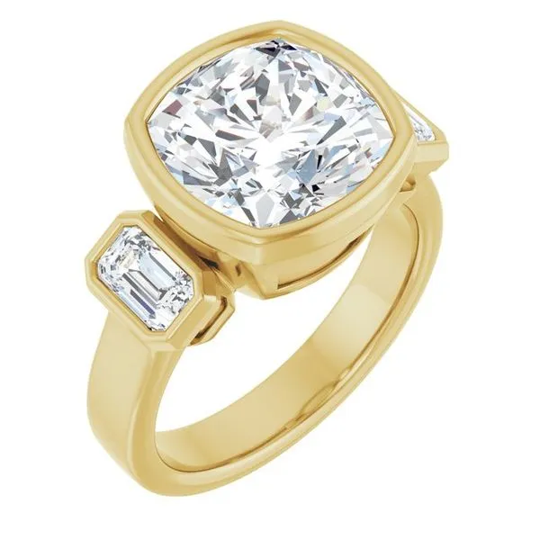 Bezel-Set Three-Stone Engagement Ring JF Jones Jewelers Rochester, NY