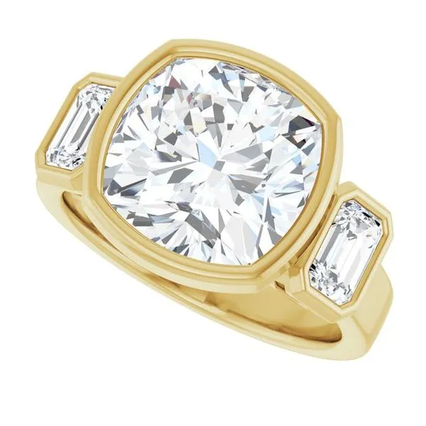 Bezel-Set Three-Stone Engagement Ring Image 5 Vulcan's Forge LLC KANSAS CITY, MO