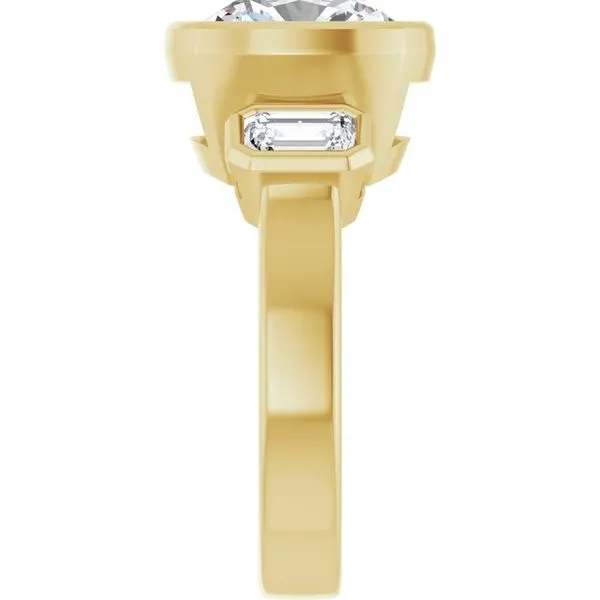 Bezel-Set Three-Stone Engagement Ring Image 4 Jimmy Smith Jewelers Decatur, AL