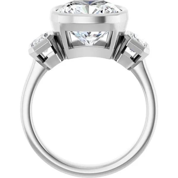 Bezel-Set Three-Stone Engagement Ring Image 2 Don's Jewelry & Design Washington, IA