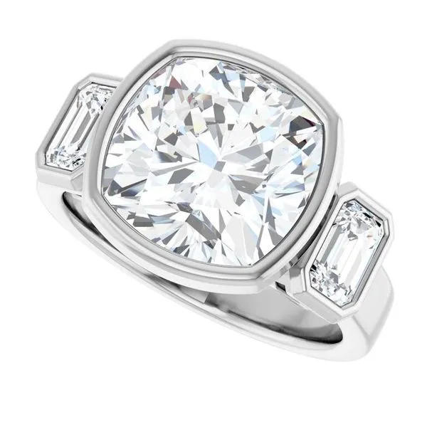 Bezel-Set Three-Stone Engagement Ring Image 5 Vulcan's Forge LLC KANSAS CITY, MO